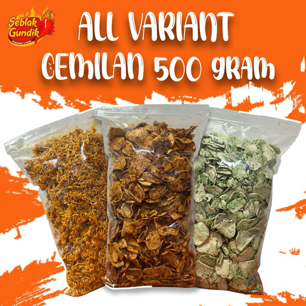 

[KEMASAN 1/2KG] CEMILAN ALL VARIANT GUNDIK BASRENG RENDANG PEDAS DAUN JERUK BALADO KECOMBRANG ORIGINAL DAUNJERUK ANEKA RASA