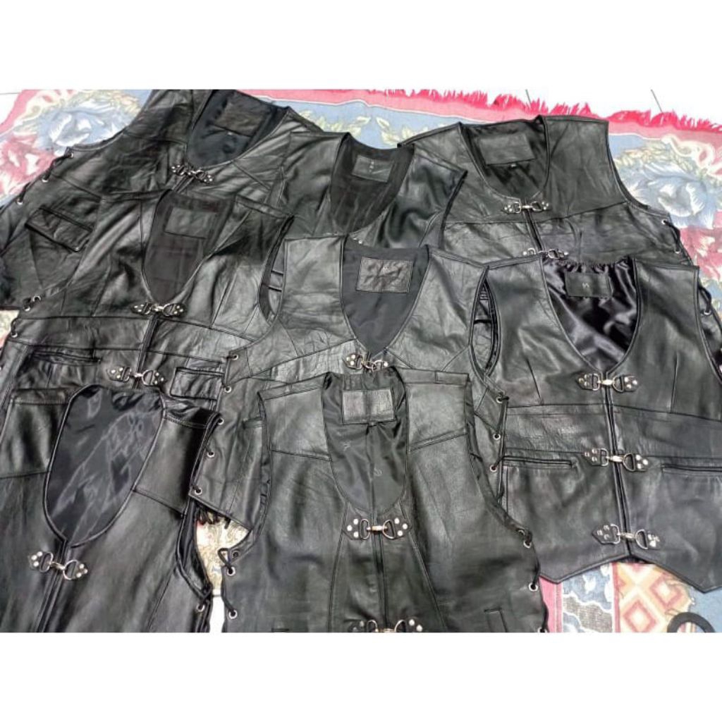 Rompi kulit asli Rompi Motoran Rompi Bikers Rompi kulit Pria keren Original Kulit Asli