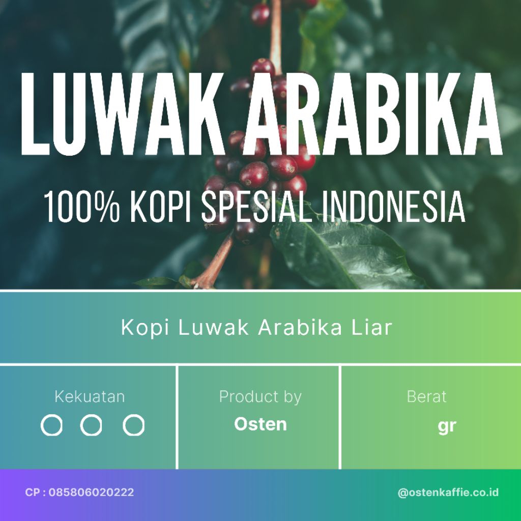 

KOPI BUBUK LUWAK ARABIKA LIAR SPESIAL BUKAN TERNAK 500 GR