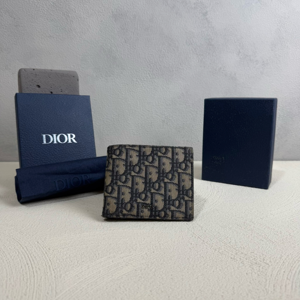CHRISTIAN DIOR OBLIQUE JACQUARD COIN BIFOLD WALLET