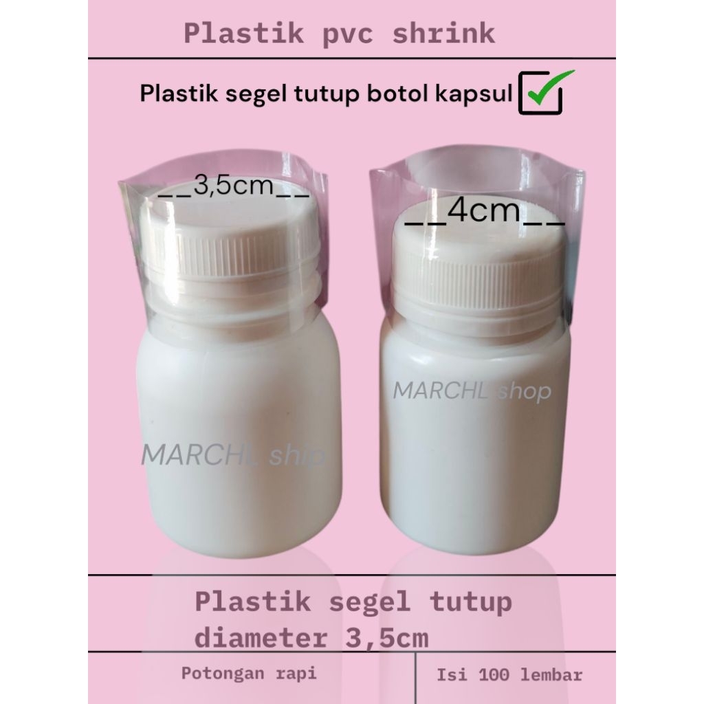 plastik segel tutup botol kapsul diameter 3,5cm dan 4cm isi 100pcs