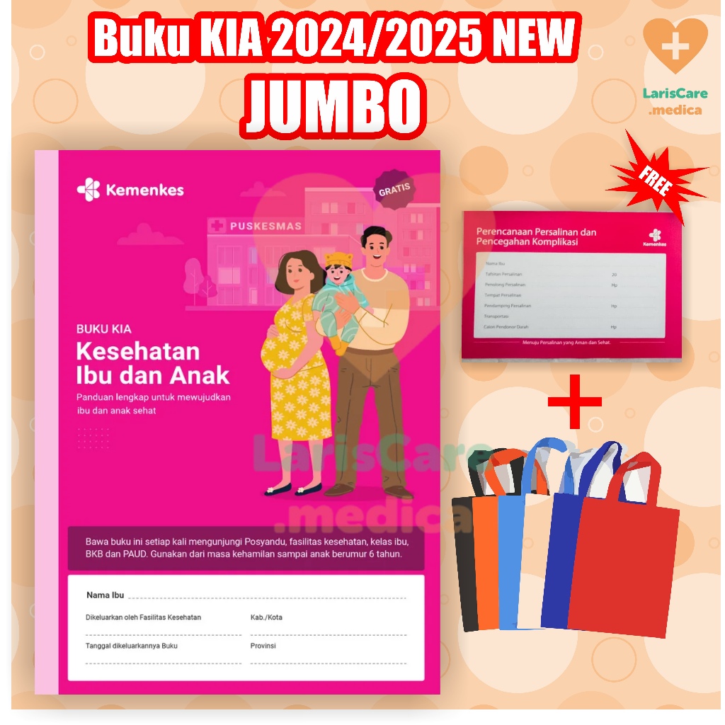 

Buku KIA 2024/2025 JUMBO New, Buku Kesehatan Ibu dan Anak, BUKU KIA, buku Jumbo, Buku Castem