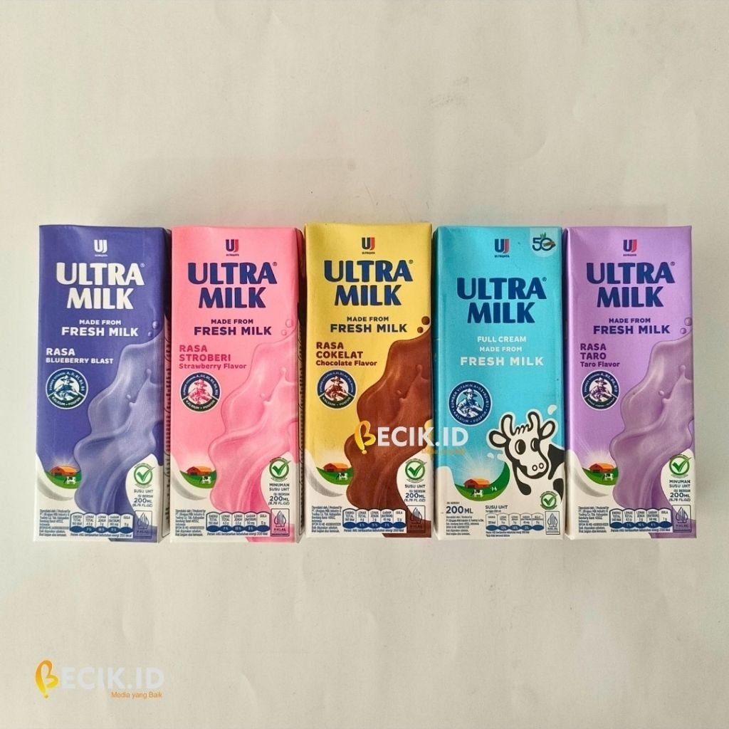 

Susu UHT ULTRA MILK Fresh Milk 200ml – Cokelat, Stroberi, Blueberry, Full Cream, Taro