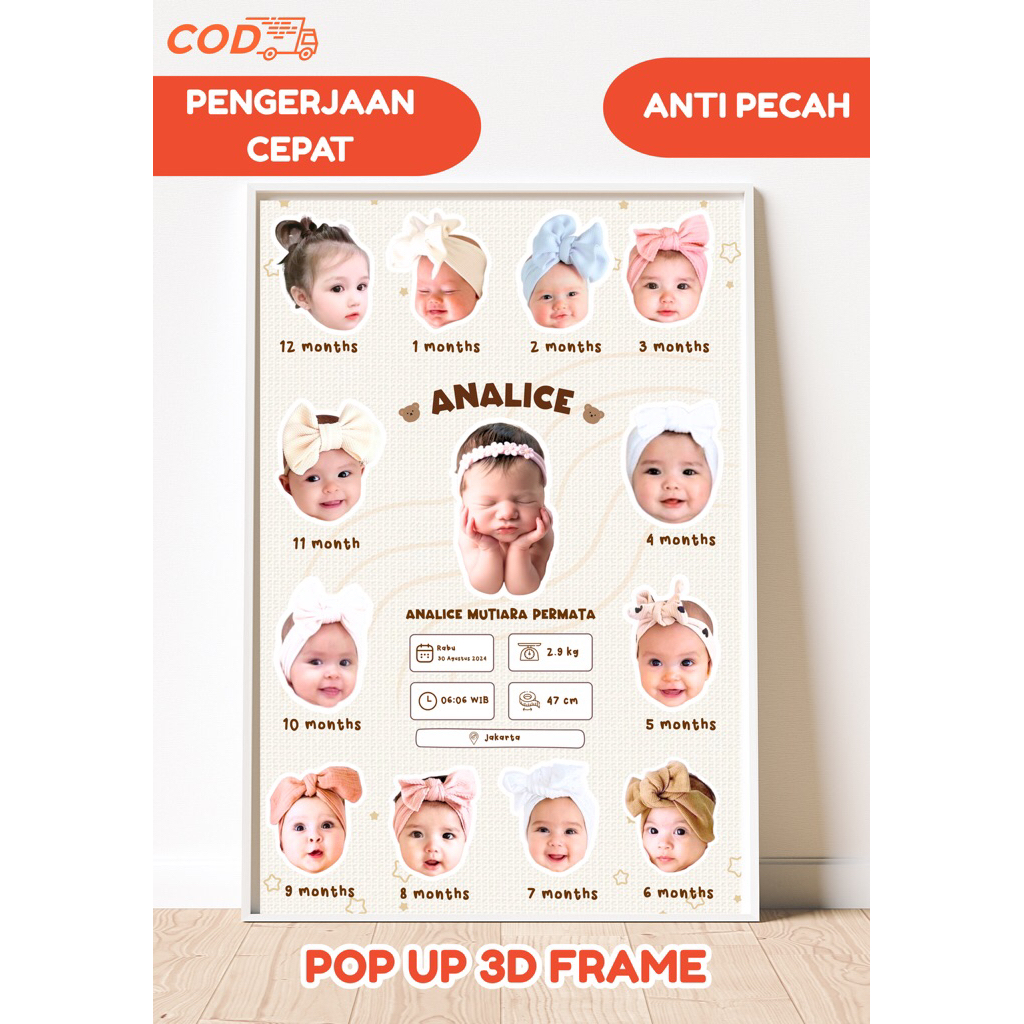 MILESTONE FRAME | MILESTONE BAYI | FOTO BAYI | POP UP FRAME | POP UP 3D | IDE KADO UNIK