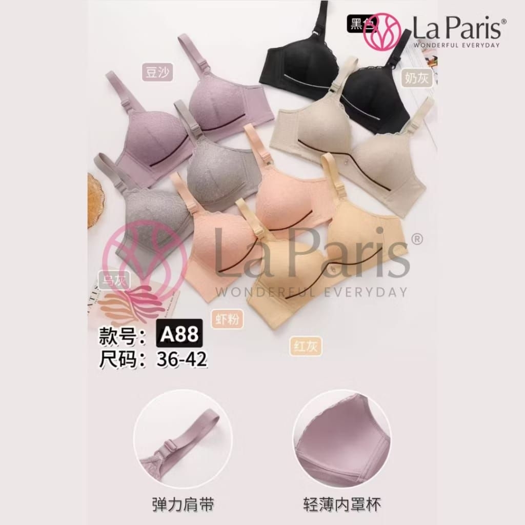 Bra La Paris tanpa kawat busa Push up Renda kait 3