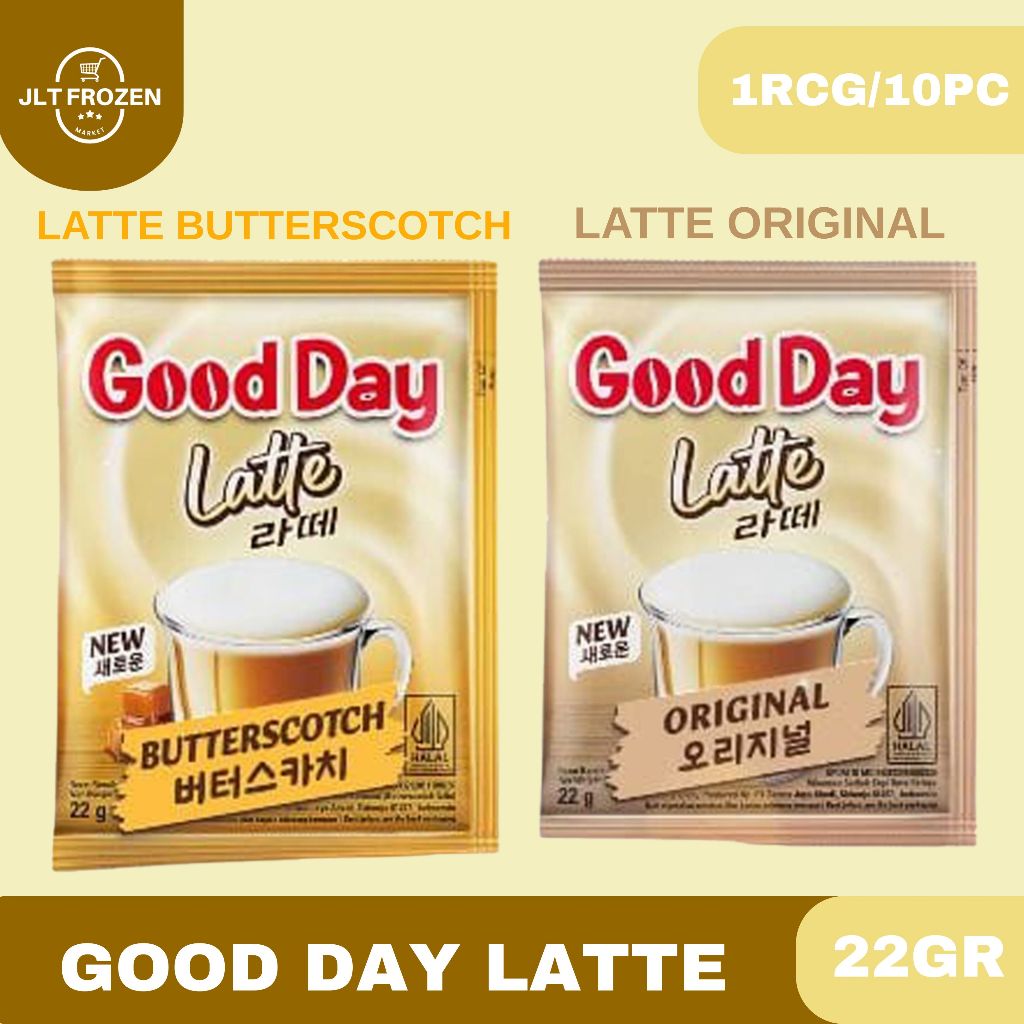 

Good Day Coffee 22g-1RCG/10PC Rasa Latte Original / Butterscotch / Coffee Instan Premix / Good Day