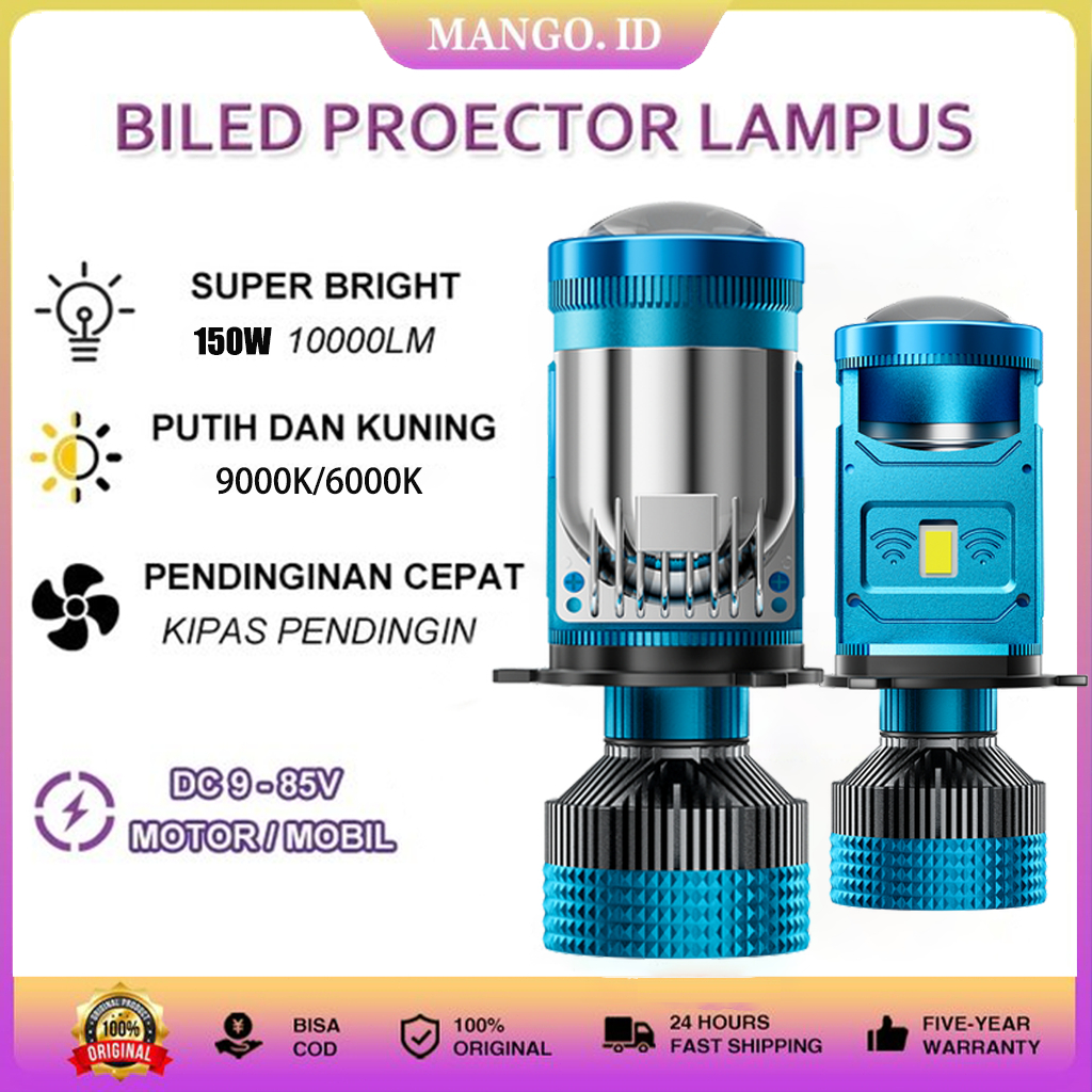 Lampu Depan LED Mobil Dan Motor H4 2PCS Y77 300W Asli Lampu Depan HIR Lampu Putih 9000K Mobil Lampu