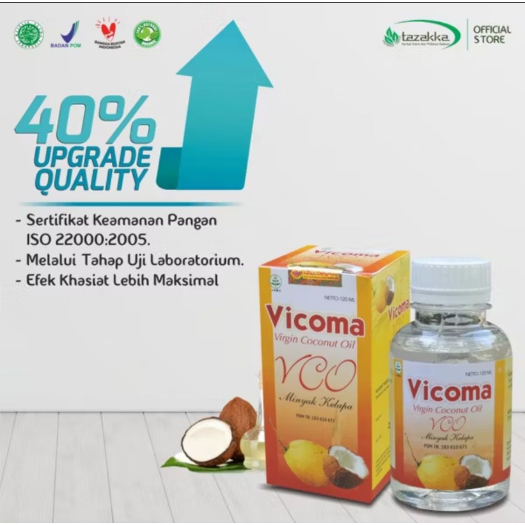 

VCO VICOMA Tazakka 120 ml Original Virgin Coconut Oil Minyak Kelapa Asli BPOM HALAL