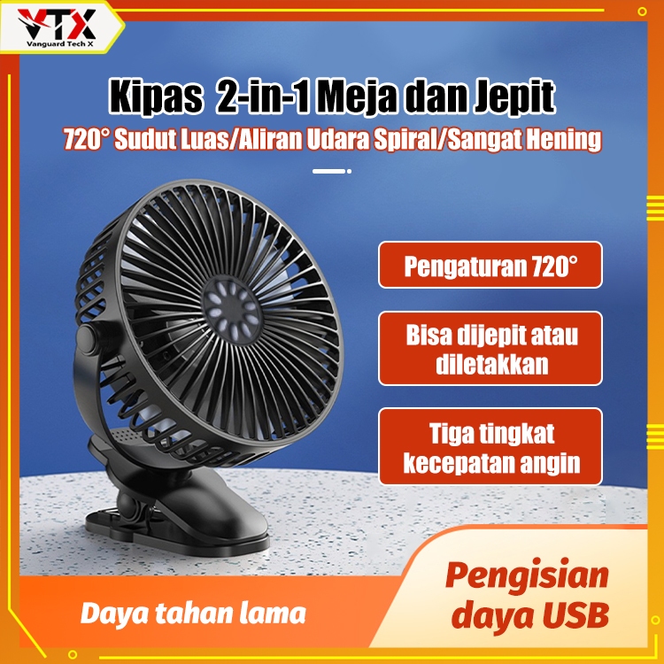 VTX Kipas Angin Listrik Mini Usb Dapat Dijepitkan Dan Berdiri Untuk Mengisi Daya Kipas Kecil Meja As