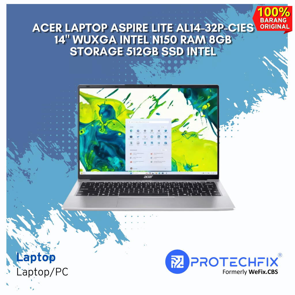 ACER LAPTOP ASPIRE LITE AL14-32P-C1ES 14" WUXGA INTEL N150 RAM 8GB STORAGE 512GB SSD INTEL