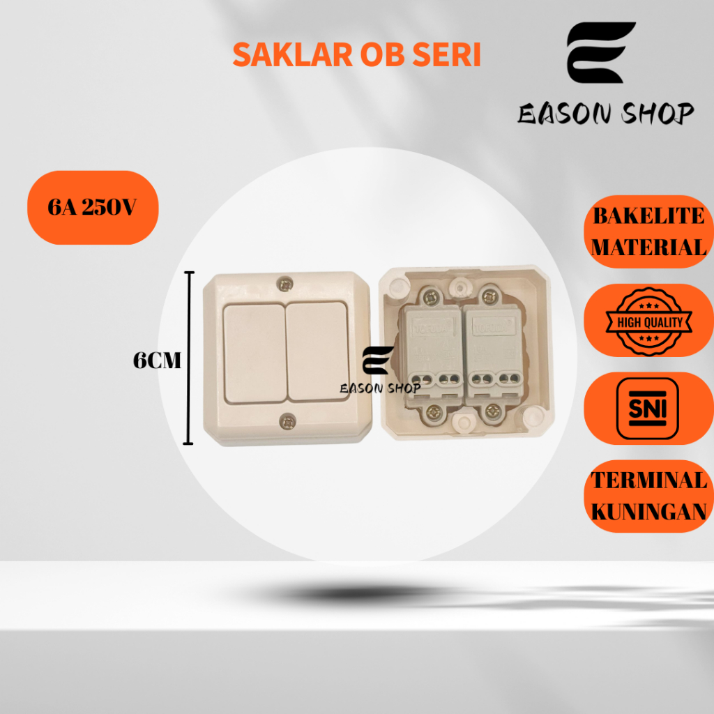 BROCO OB SAKLAR SERI SEGI CREAM/DOUBLE SWITCH OUTBOW TEMPEL/SAKLAR SERI OB NEW GEE TOFUDA