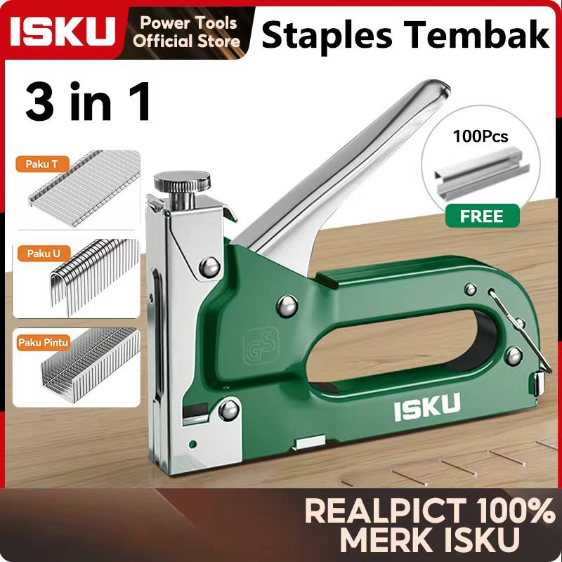 

ISKU Staples tembak jok motor/Stapler tembak kayu gun paku steples tembak 3 in 1 tacker Bisa 3 Jenis Staples