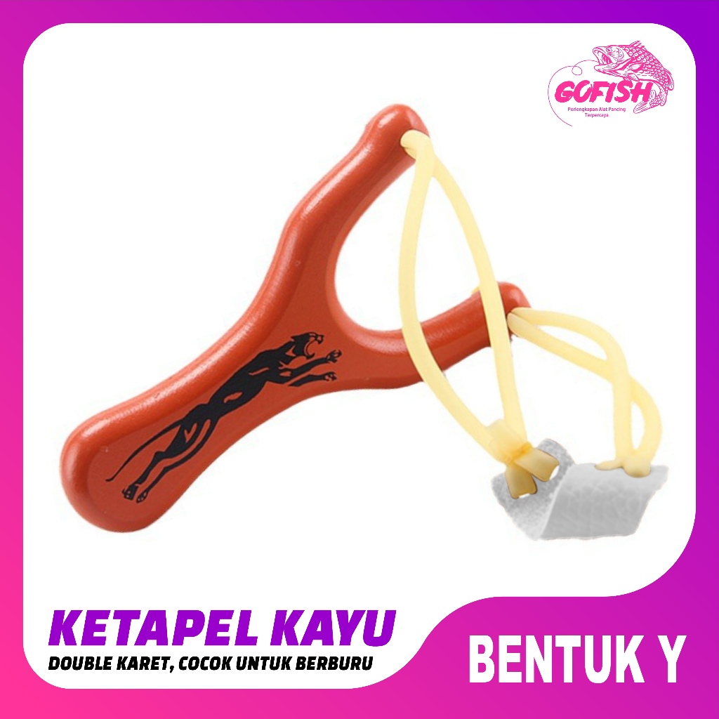 GOFISH- Mainan Ketapel Kayu Polos Plitur Perangkap Ikan Kuat dan Kokoh