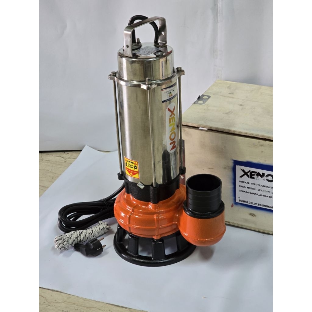 XENON SEWAGE PUMP X-SPV 1100SSQG Pompa celup 3inch air kotor/limbah ada cutter/pisau pemotong 1125wa