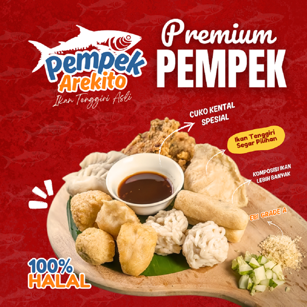 

Pempek Arekito - Paket 4 Pempek Palembang Premium Asli Ikan Tenggiri Segar dengan Cuko Kental Spesial Komposisi Ikan Lebih Banyak