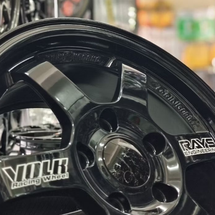 Velg Mobil Ring 15 TE37 Black PCD 5x114,3 cocok untuk Wuling Cortez, Terios, Ertiga, BRV