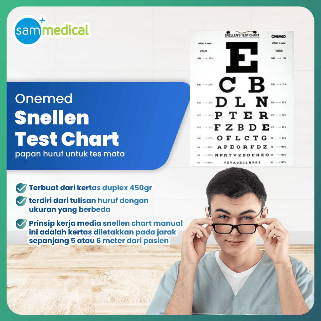 Onemed Snellen Test Chart / Karton Papan Huruf Tes Mata untuk Tes Rabun Jauh / Papan Cek Mata