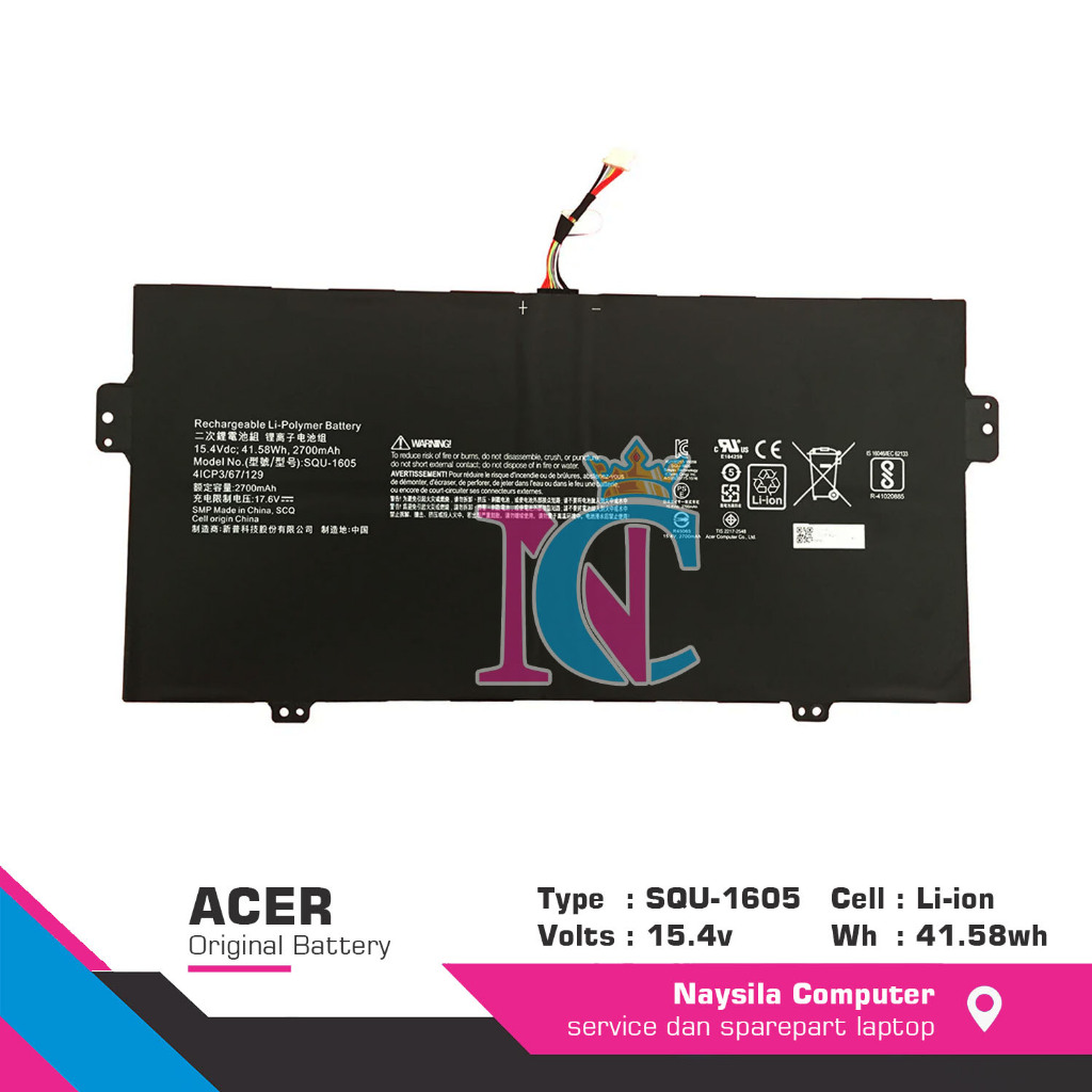 Baterai Laptop Acer Spin 7 SP714-51 Swift 7 SF713-51 SQU-1605