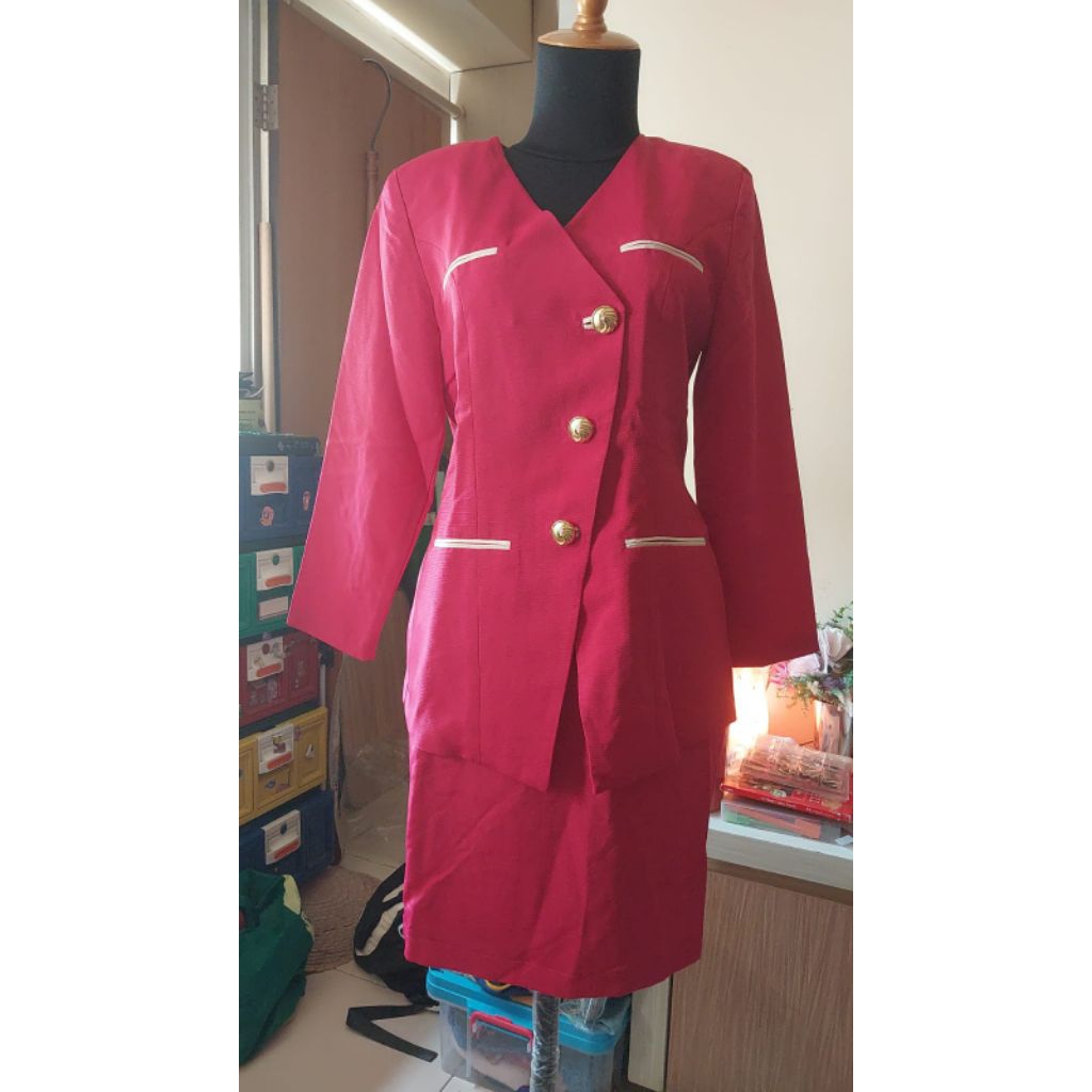 [preloved] setelan Blazer Fuschia