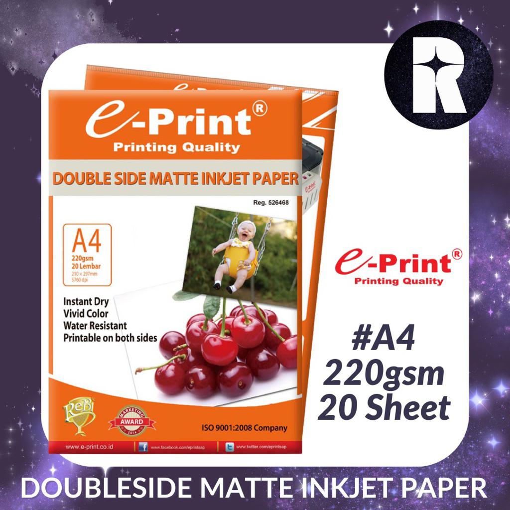 

E-PRINT KERTAS MATTE DOUBLE SIDE 220GSM A4 20S ECO