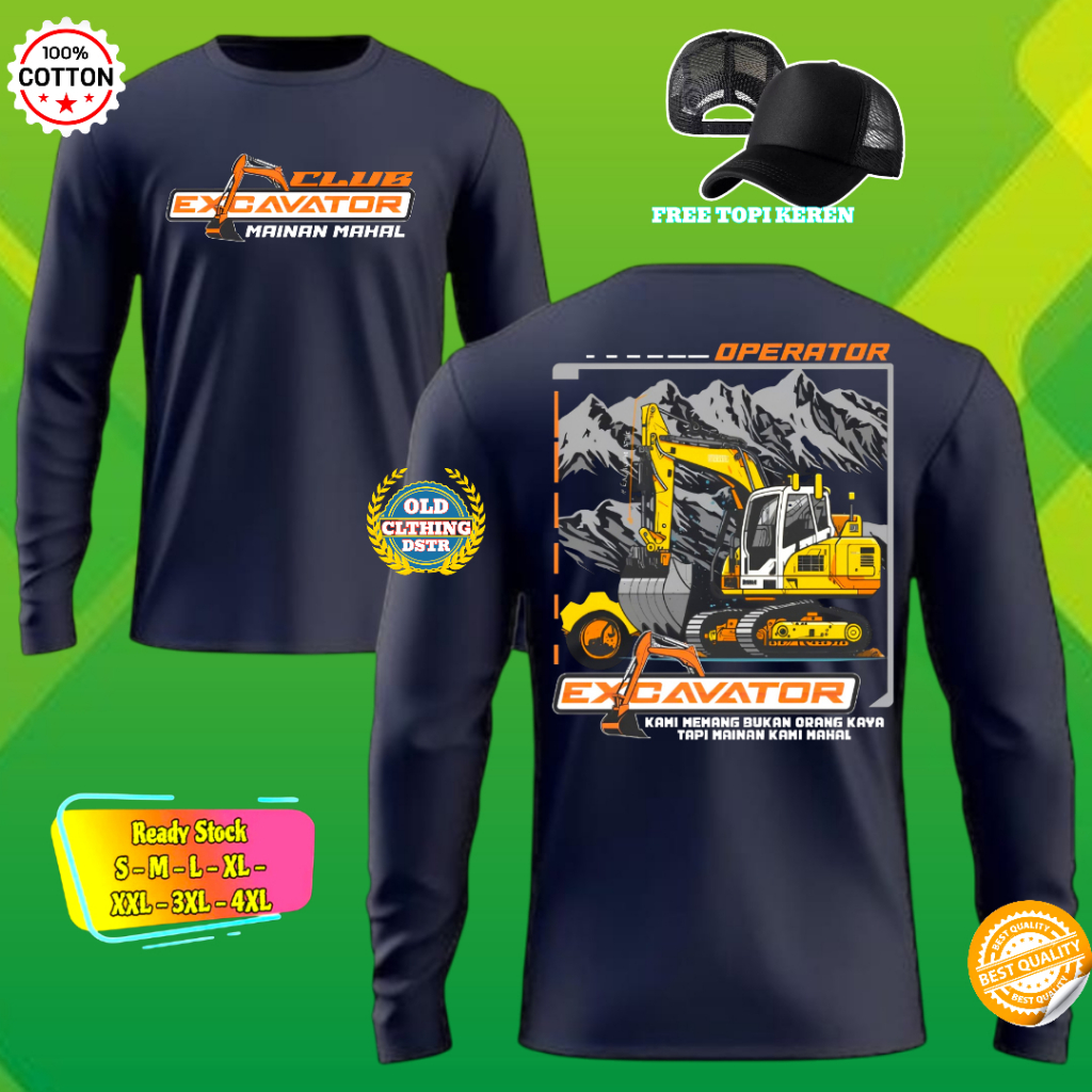 TSHIRT DISTRO ATASAN PRIA ALAT BERAT OPERATOR EXCAVATOR CLUB MAINAN MAHAL DESIGN KEREN KEKINIAN CASU