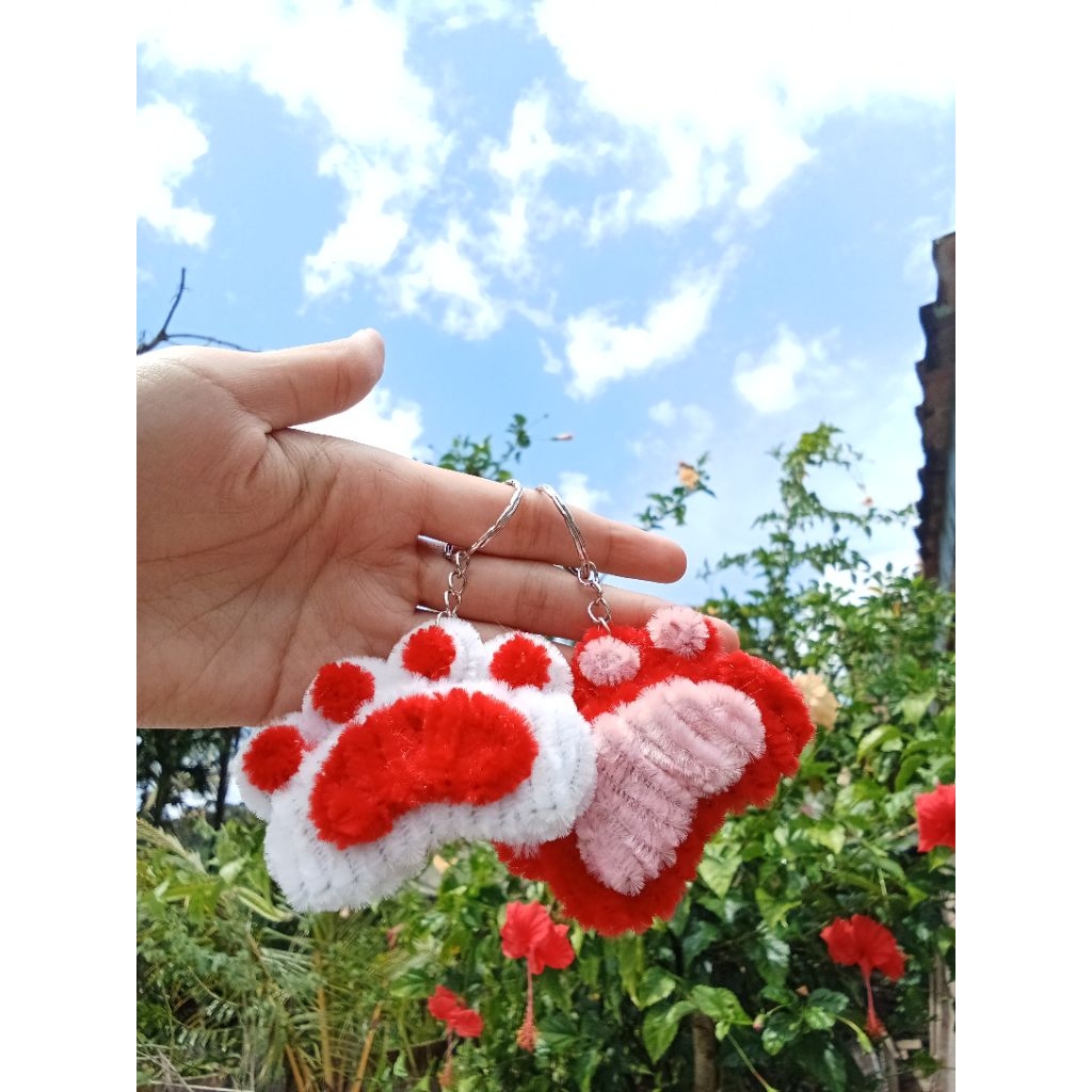 Gantungan Kunci Bentuk Kaki Kucing, keychain, mainan tas murah