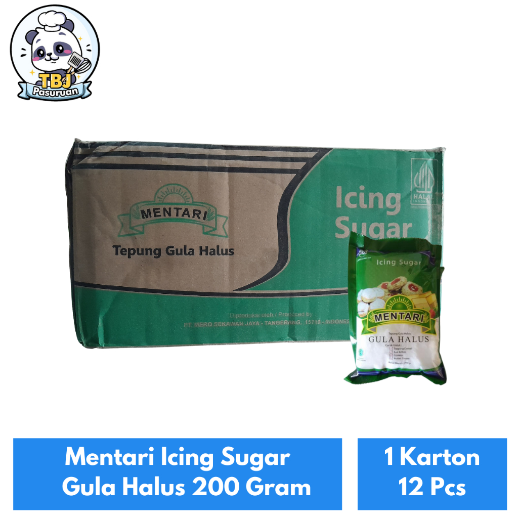 

Mentari Icing Sugar Gula Halus 200 Gram Kemasan 1 Karton Isi 12 Pcs