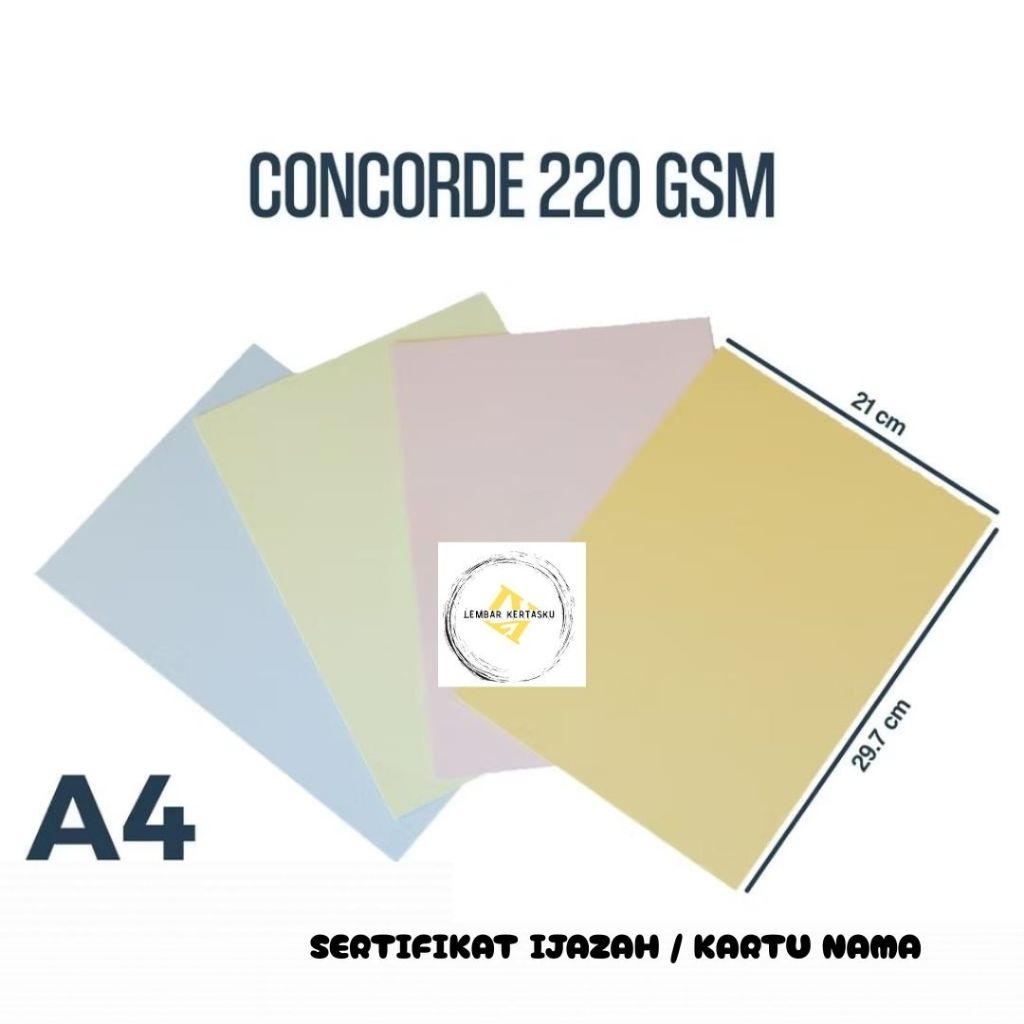 

Kertas Concorde A4 220 gr isi 30 lembar / Concorde A4 220 gram / Kertas Sertifikat Piagam