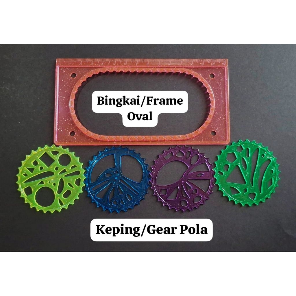

Paket hemat: Penggaris Putar Oval.A & P.Putar Seri 2. Alat gambar anak PAUD TK SD. serupa Spirograph.