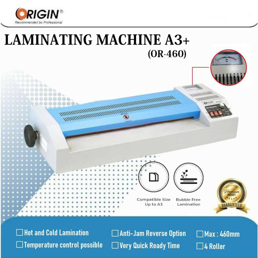 

Mesin Laminating/ Alat Laminating OR 460-Bodi Besi 4 Roller 460mm 2 Pemanas Origin