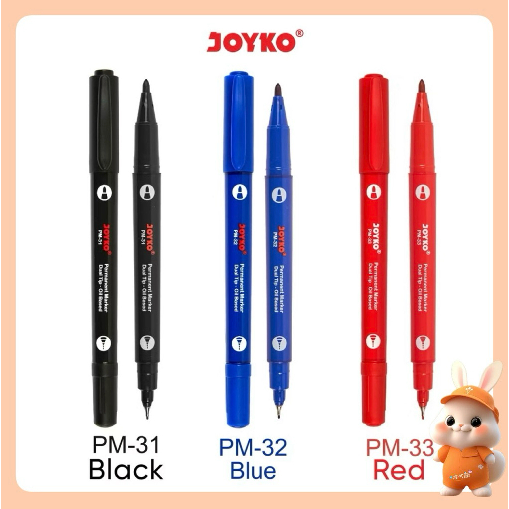 

BBS (1 PCS) Joyko Permanent Marker Spidol Permanen Dual Tip PM31 / PM32 / PM33