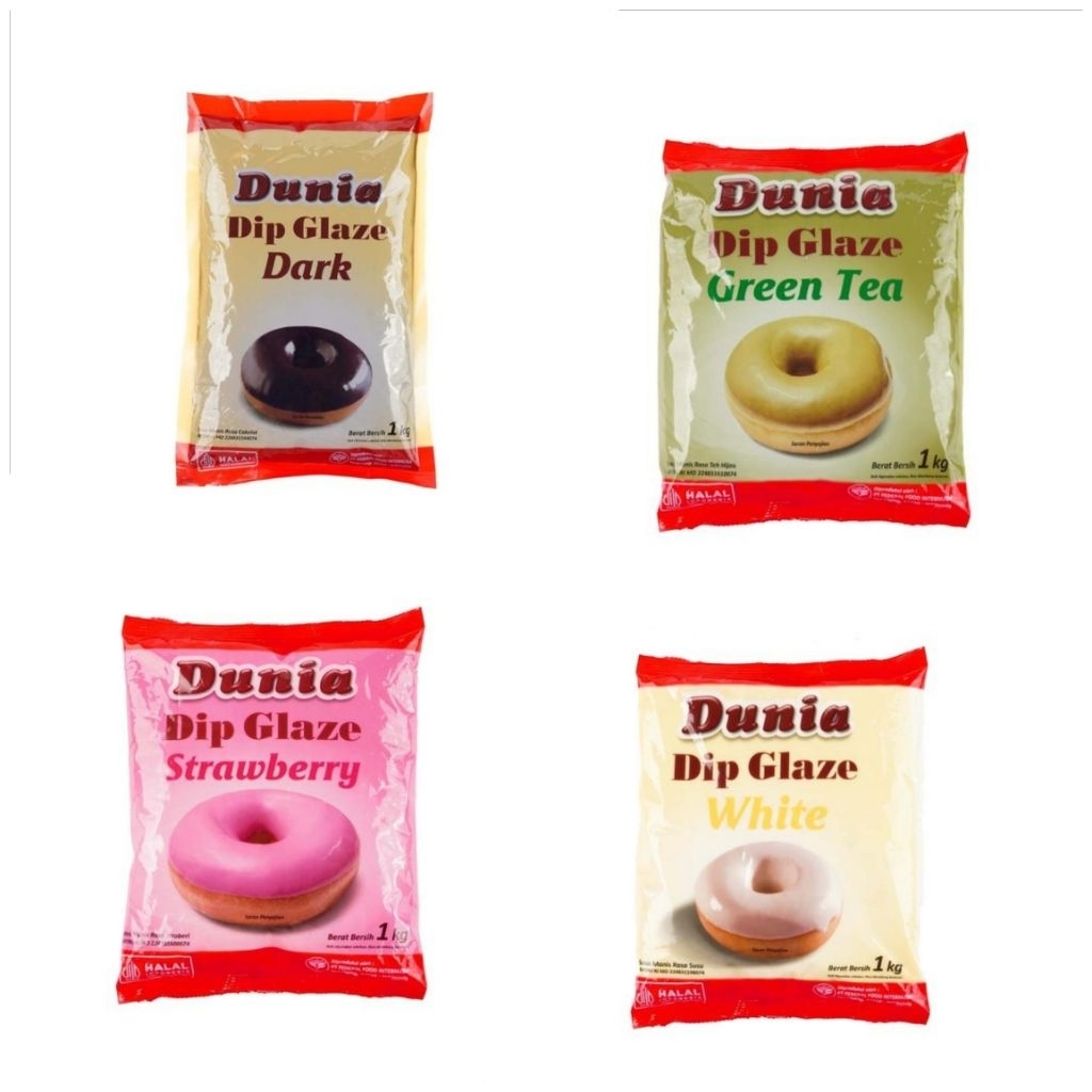 

Dunia Dipglaze Donat Dip Glaze 1kg Dark Choco Green Tea Matcha Strawberry White