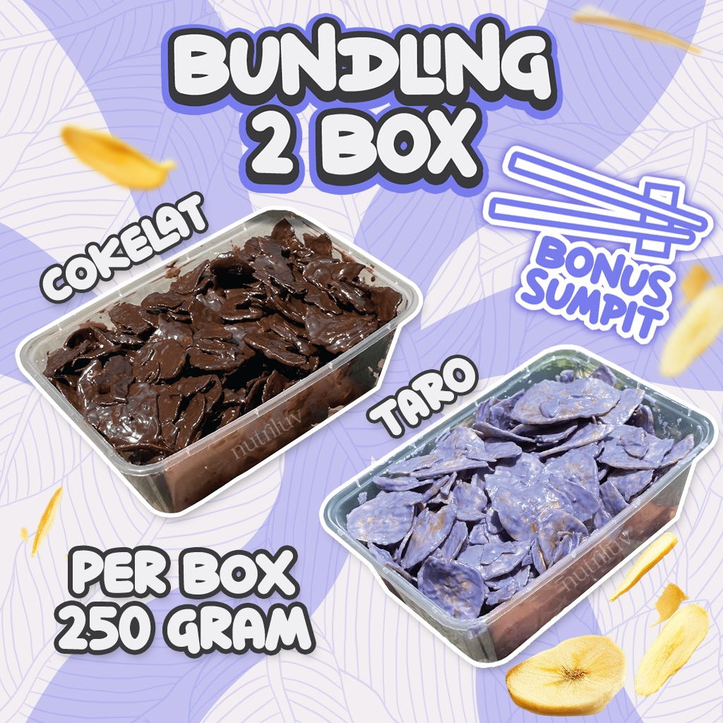 

PAKET BUNDLING 2 BOX 500 GRAM Keripik Pisang Lumer Cokelat - Snack Banana Chips Camilan