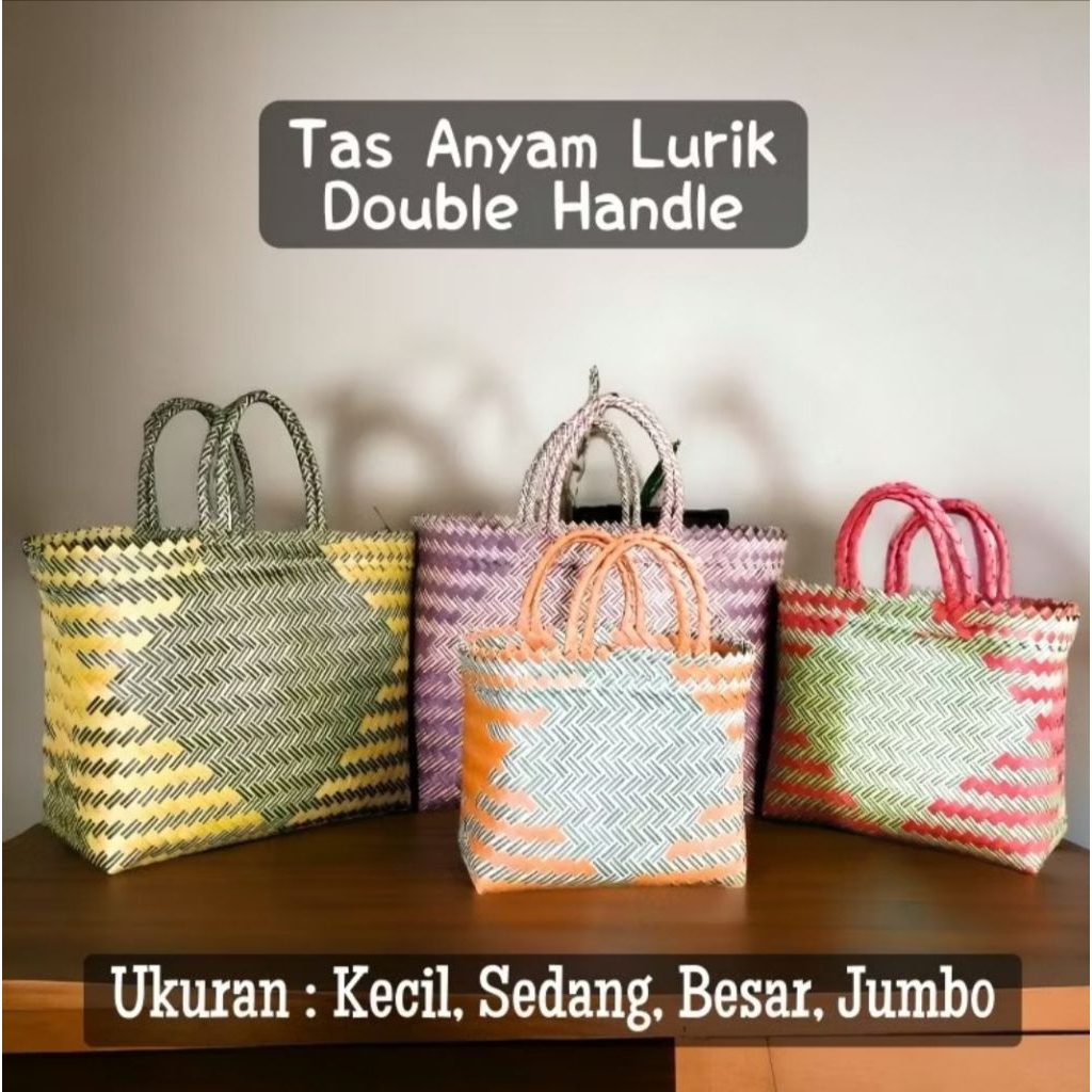 Tas anyam plastik lurik Tas anyaman Tas belanja Tas jinjing cantik