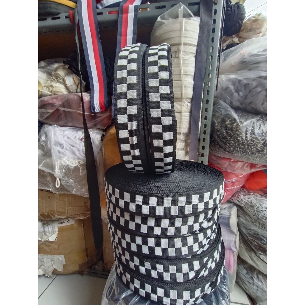 Webing motif catur 4cm roll an