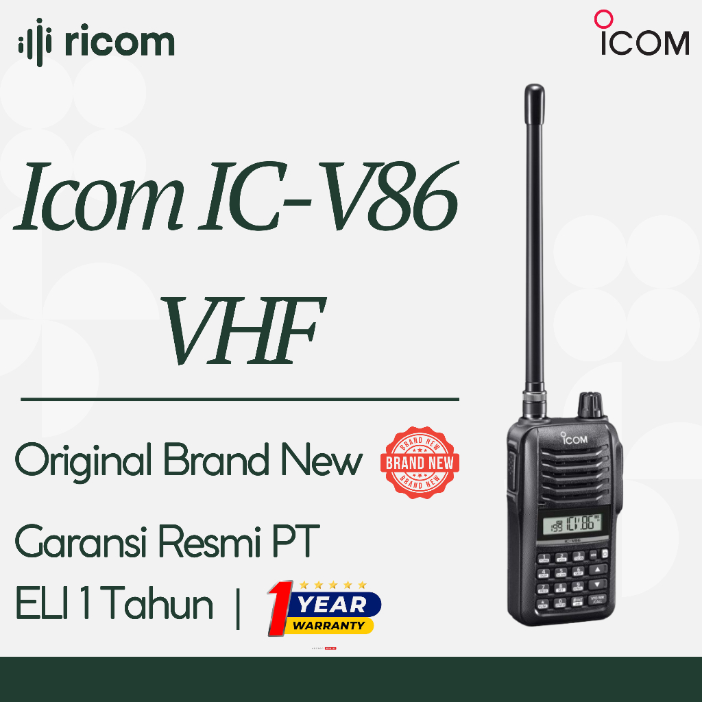 Icom IC-V86 VHF – Handy Talky HT Original Garansi Resmi PT ELI 1 Tahun HT Icom V86 V 86
