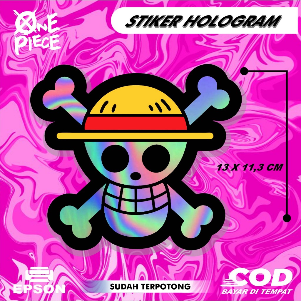 

Stiker Hologram Anime One Piece Flag Logo Bendera One Piece