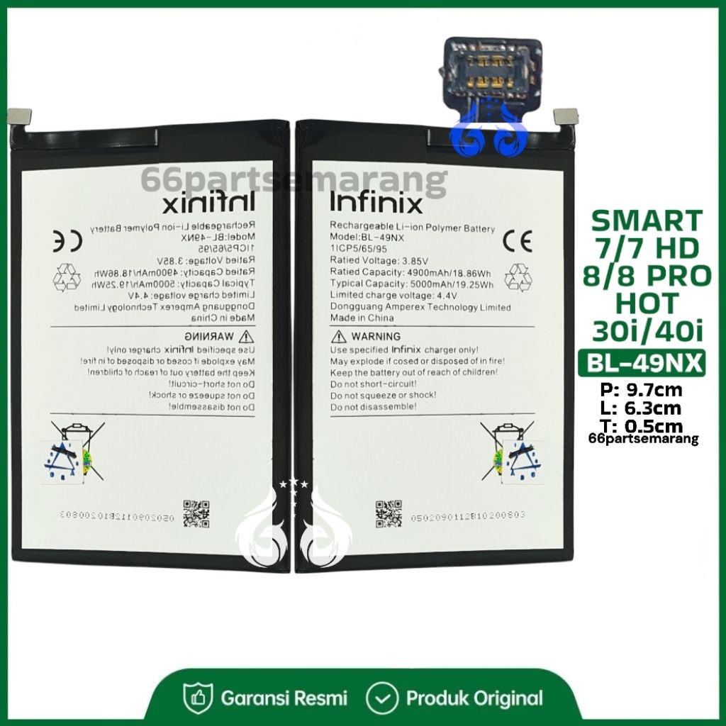 Baterai Batre Battery Infinix Smart 7 / 7 HD / 8 / 8 Pro / 9 / 9 HD / 10 / Hot 30i / 40i BL-49NX Cop