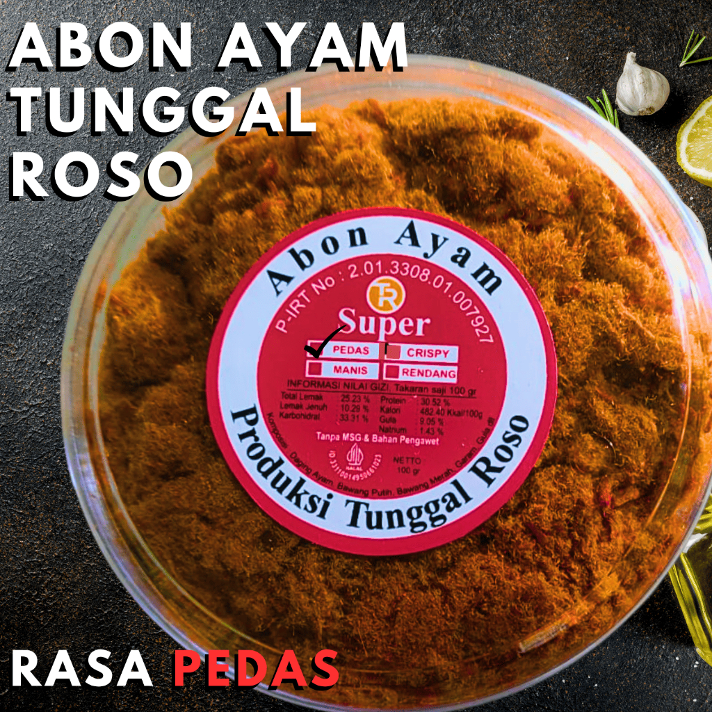 

Abon Ayam Tunggal Roso // Rasa Pedas // Kemasan Toples 100 gr