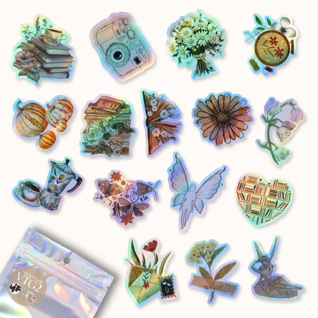 

[1 Pack] Sticker Hologram Vintage Fairytail Premium Laminasi , Stiker Hologra Vintage Aesthetic Premium Dekorasi Laptop Tumblr Gitarm