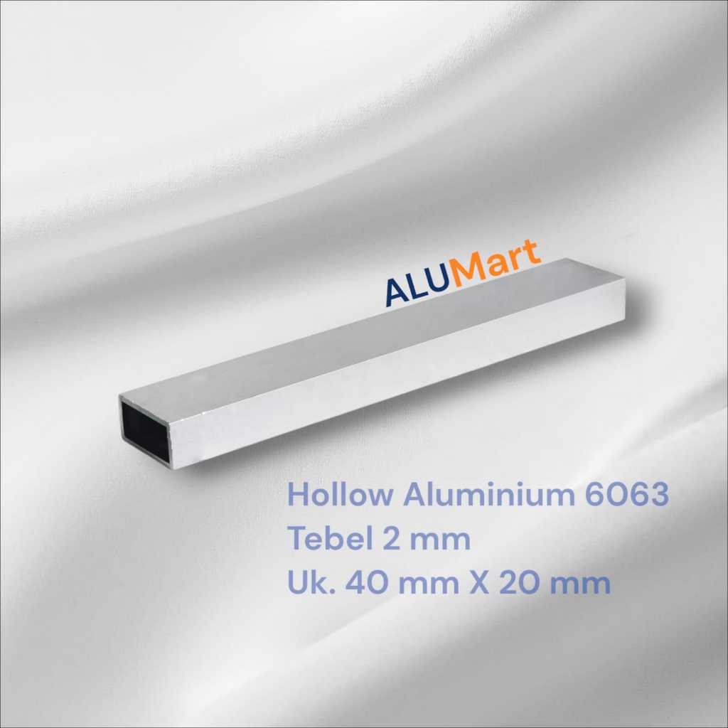 Hollow Aluminium 6063 40 mm X 20 mm X T. 2 mm X 500 mm