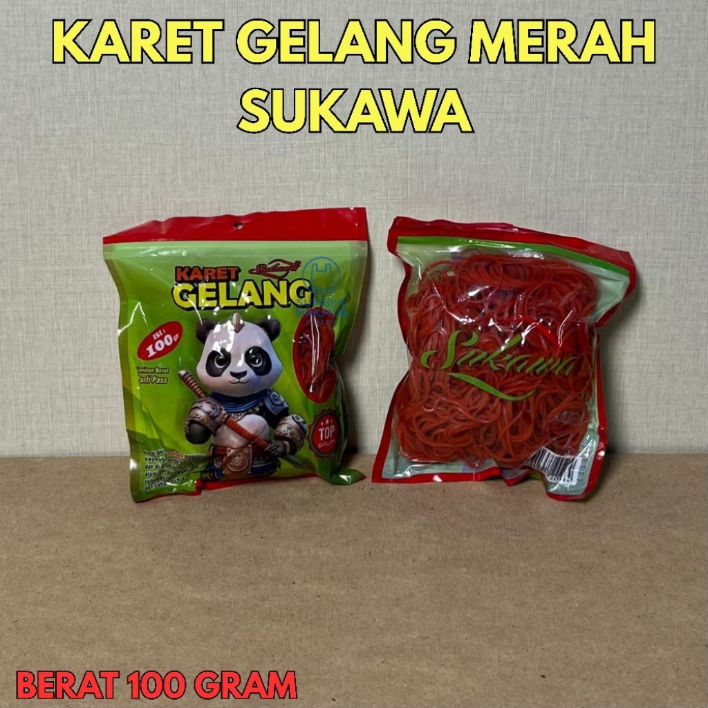 

Karet Gelang Warna Merah / Karet Bungkus / Karet Kecil Merk Sukawa Berat 100 Gram