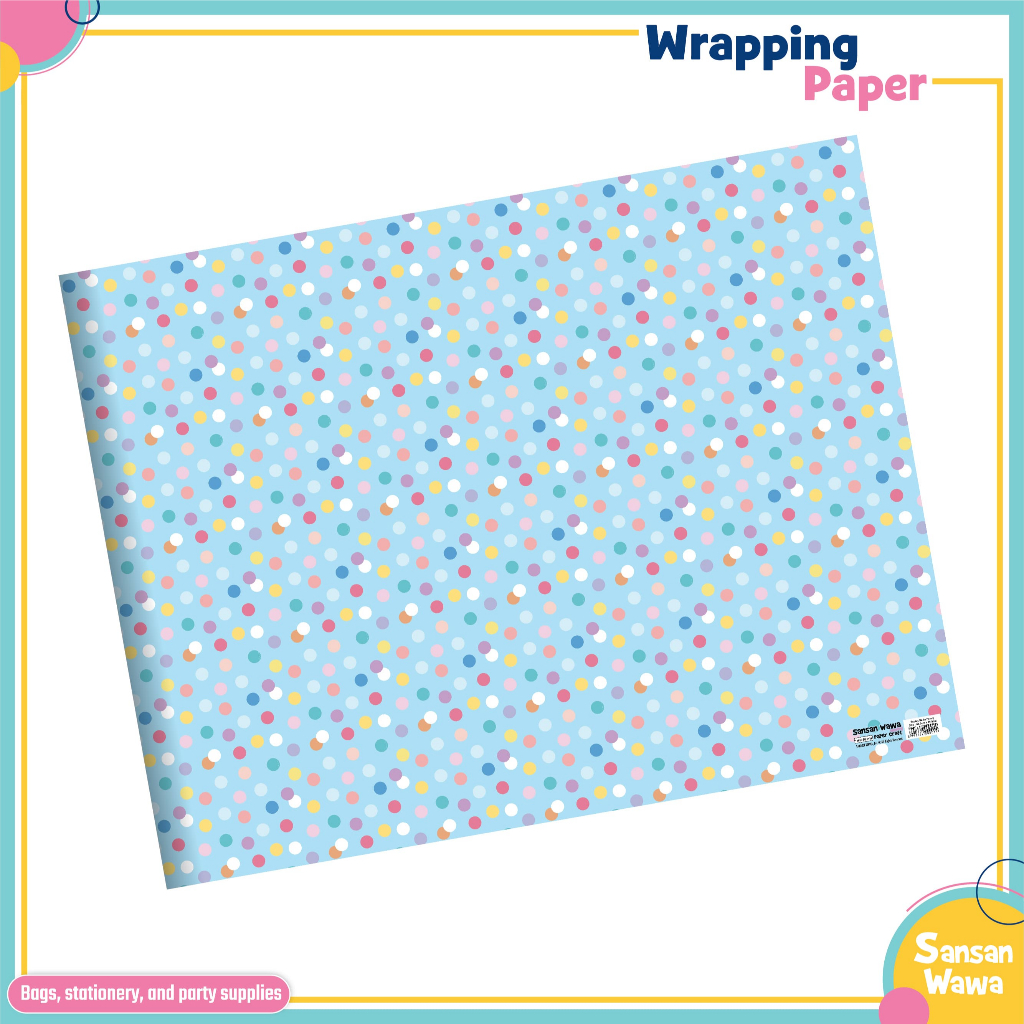 

10 lembar Kertas Kado uk standar Sansan Wawa - Motif Polkadot - untuk ulang tahun birthday wedding