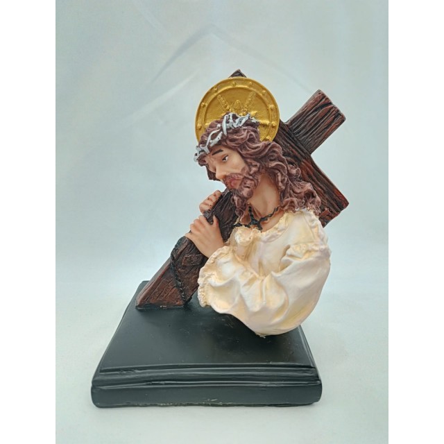 Yeraya Patung Yesus Aura Bawa Salib Padat 18cm Patung Tuhan Yesus Patung Yesus pikul salib Patung pa