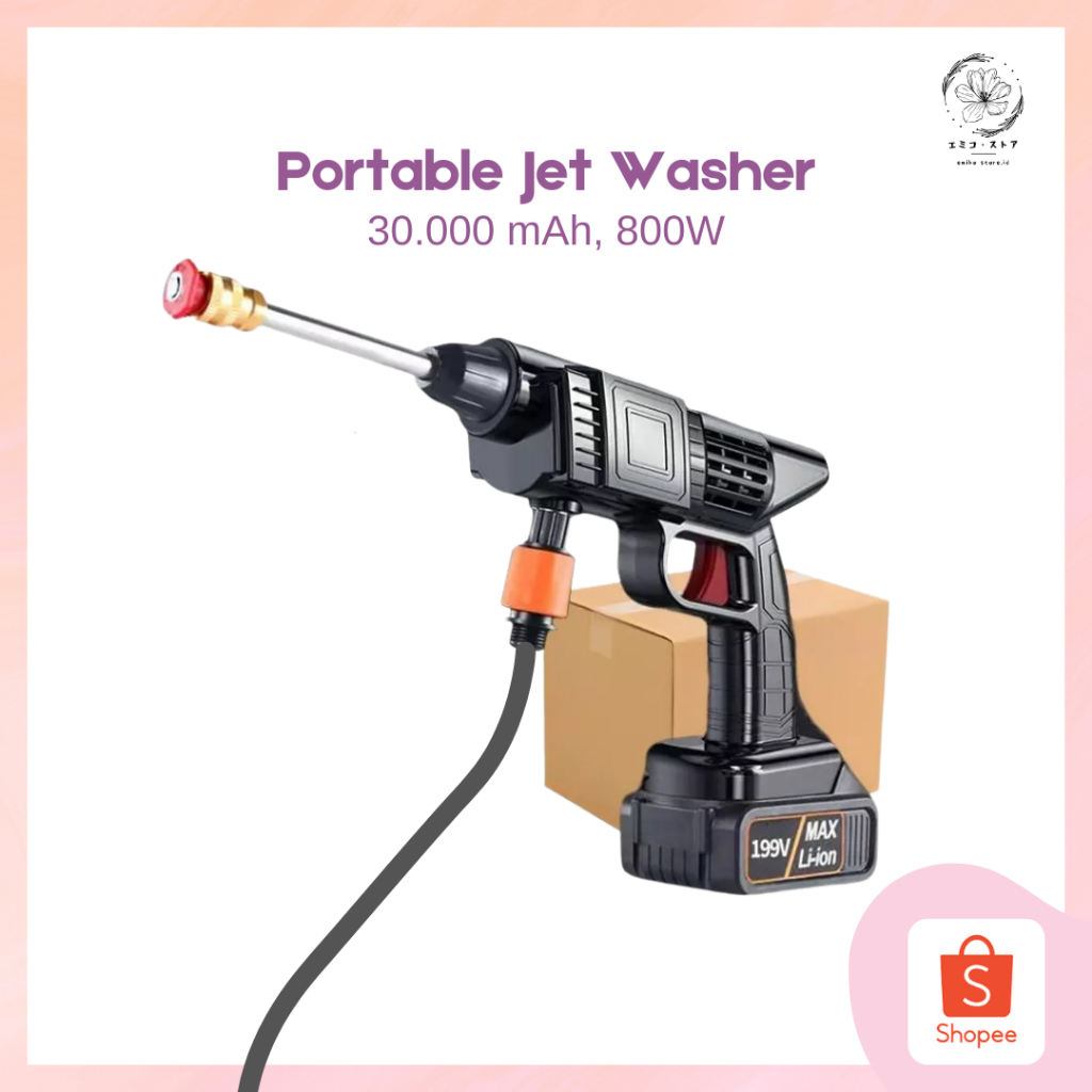 Alat Cuci Mobil Jet Washer Water Spray Gun Cordless Portable Wireless