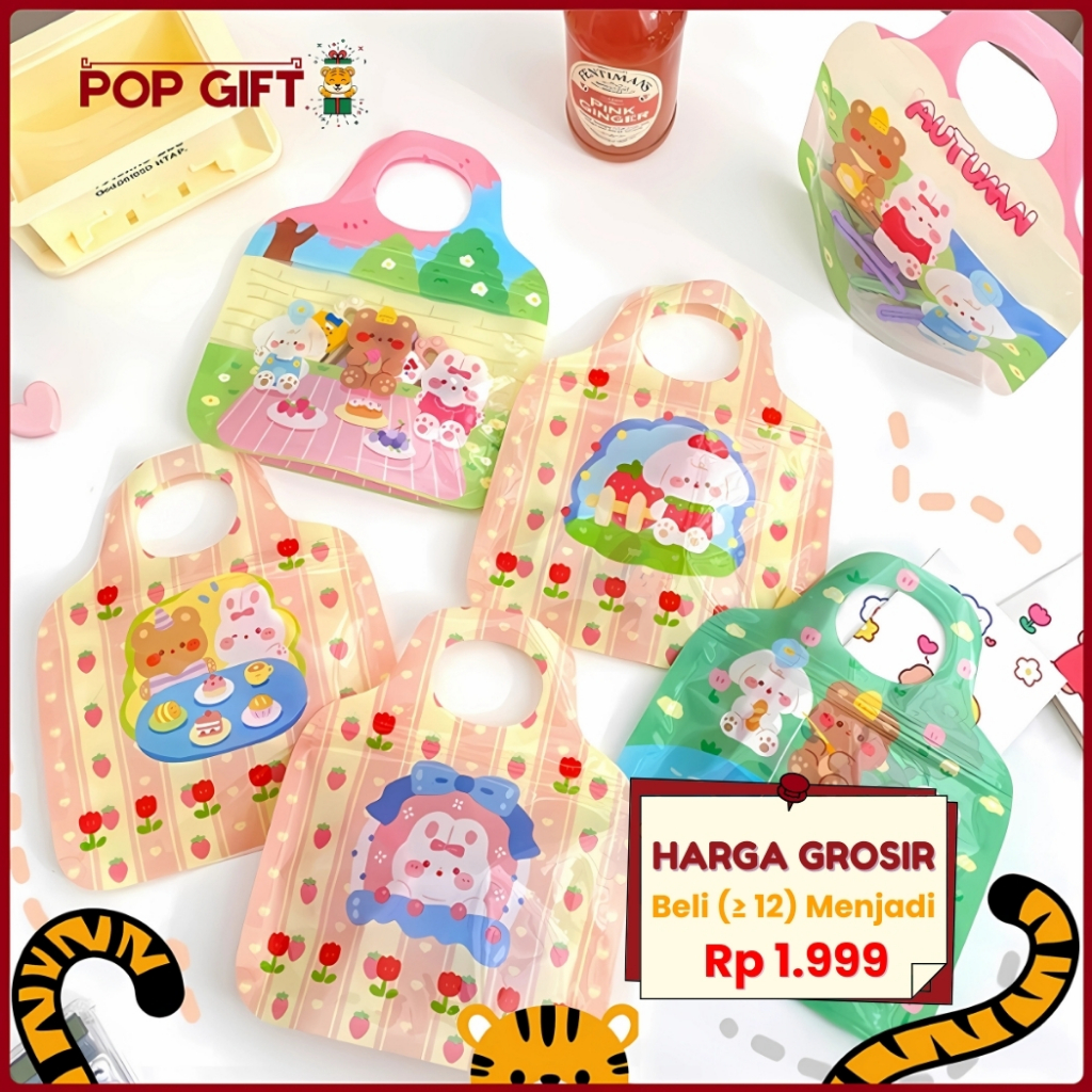 

PG Kantong Plastik Zipper Souvenir Lucu / Ziplock Permen Biscuit Goodie bag Plastik Anti Air ST24