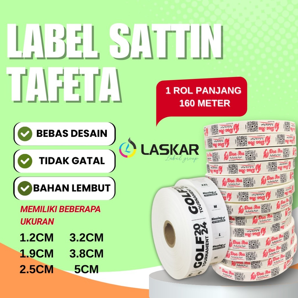 

label tafeta custom printing lebel tag baju nama sendiri washing care wash taffeta merek