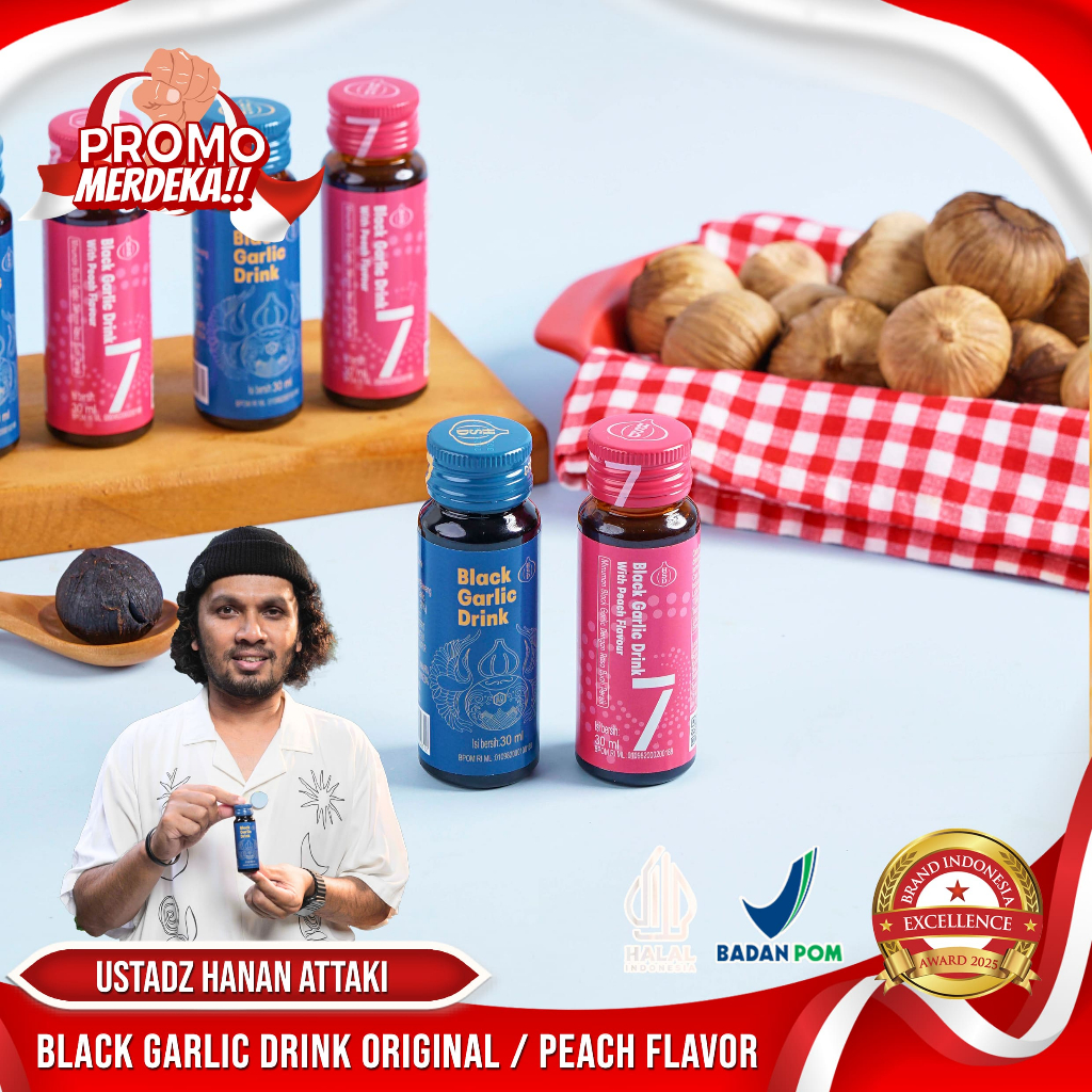 

HSD Black Garlic Drink Original & Peach - Minuman Ekstrak Bawang Hitam Bebas Pengawet & BPOM