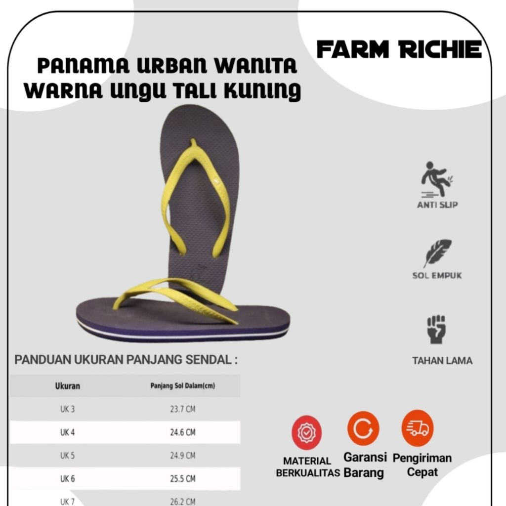 Sandal Jepit Wanita Sandal Panama Urban Ungu