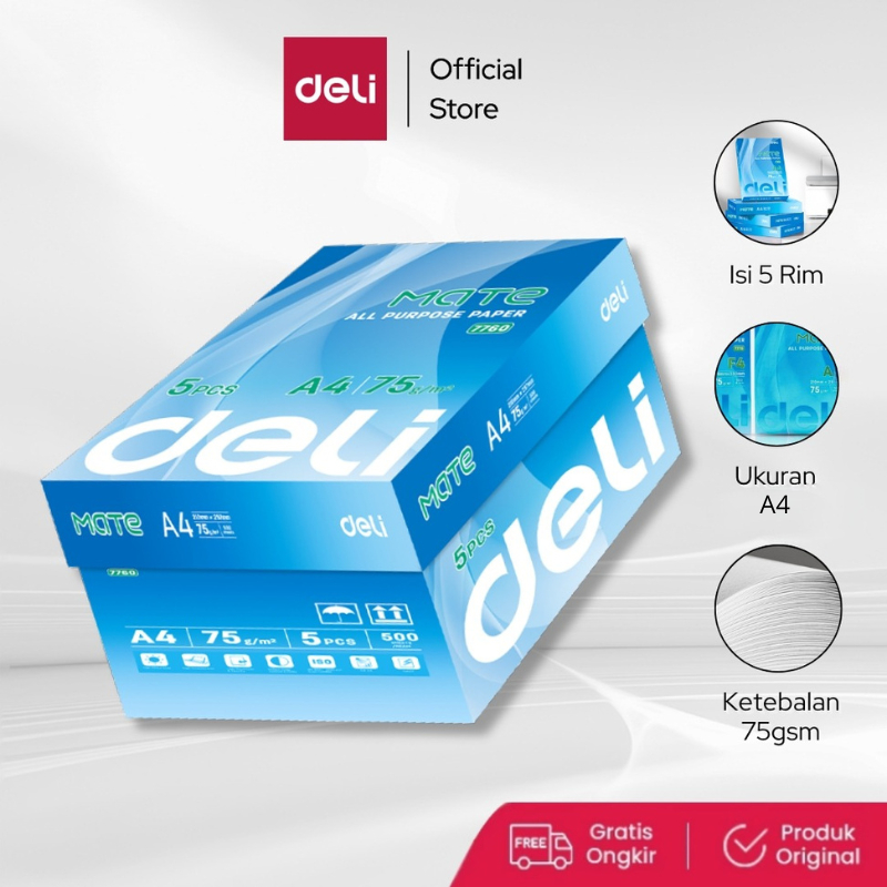 

Deli Kertas HVS / Copy Paper 500 lembar A4 BUY 4 GET 1 FREE E7760
